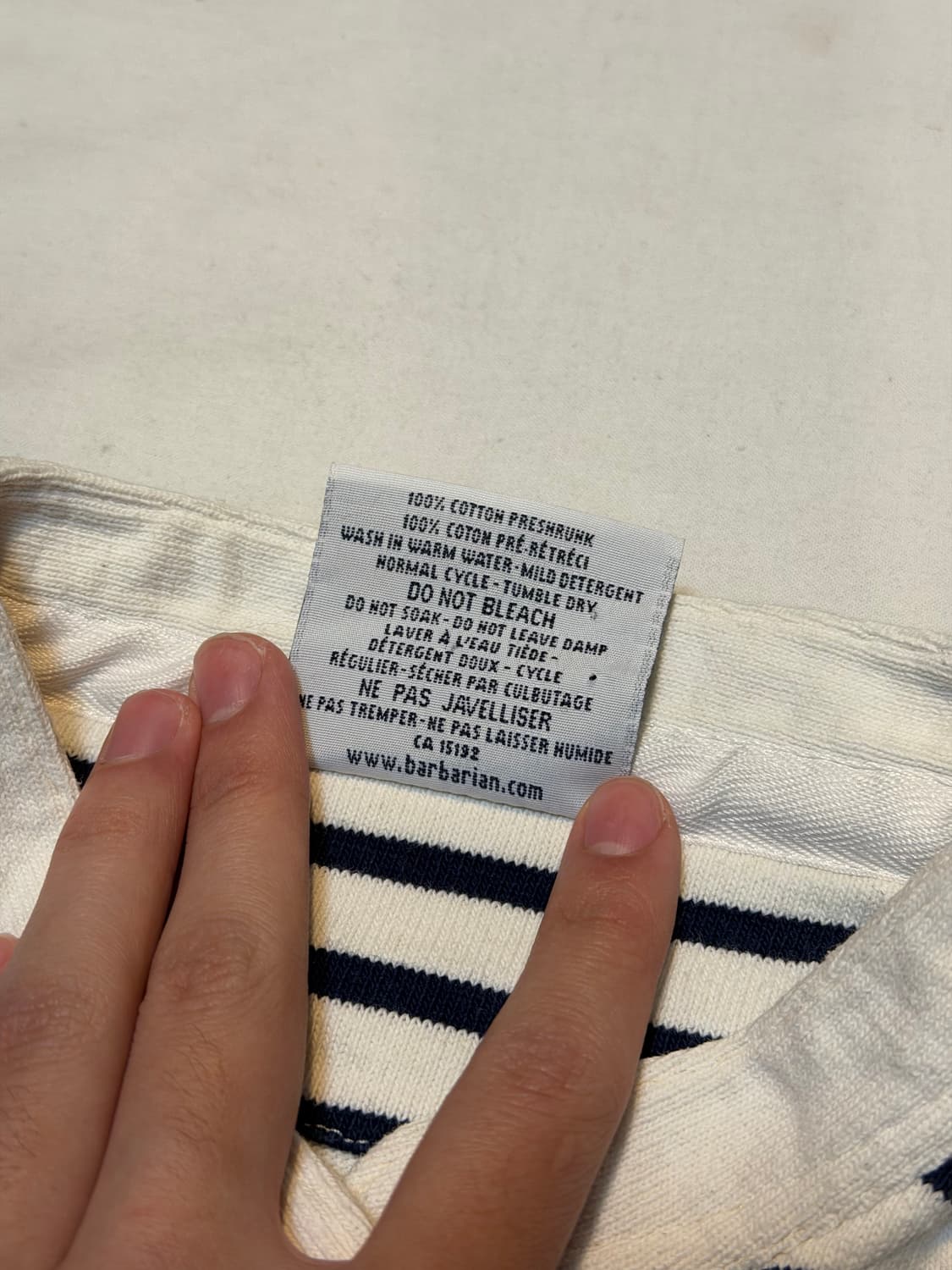 바바리안 스트라이프 헨리넥 반팔 럭비티 화이트 블랙 상품이미지4