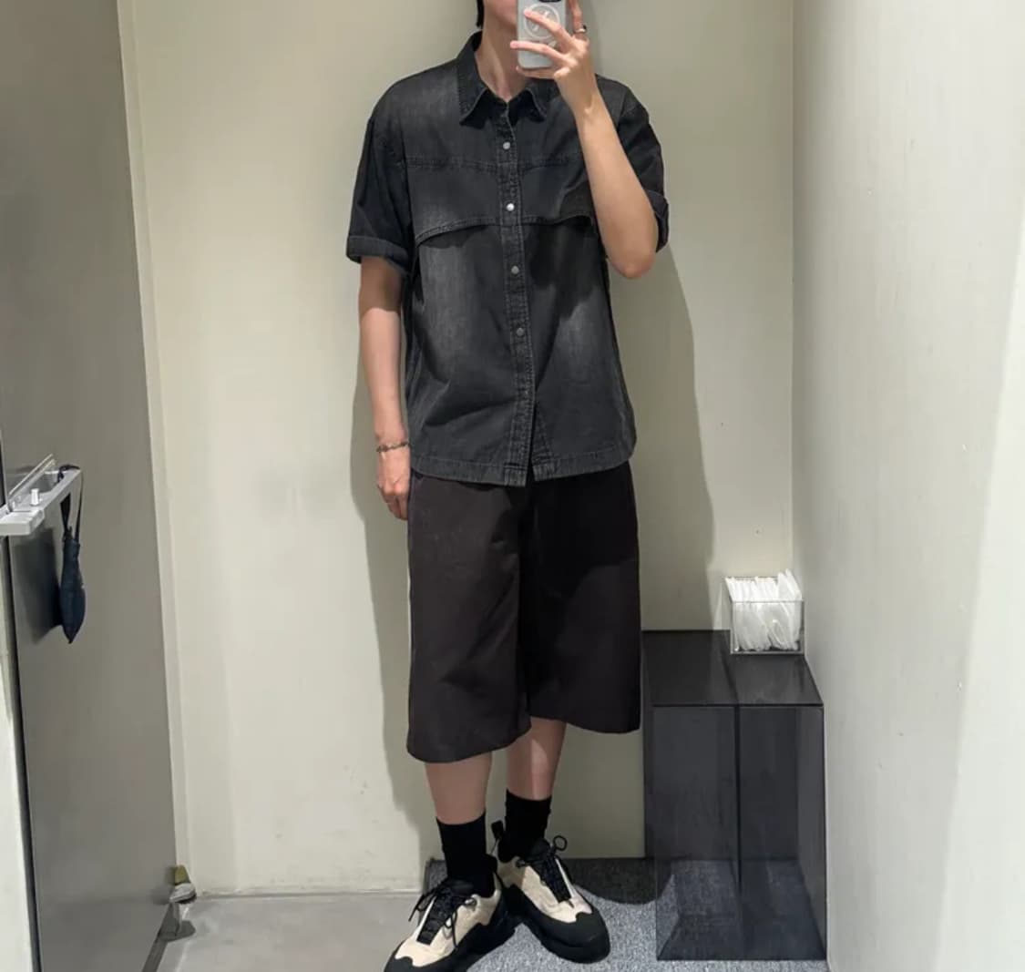 인사일런스 플래시 데님 반팔 셔츠 상품이미지3