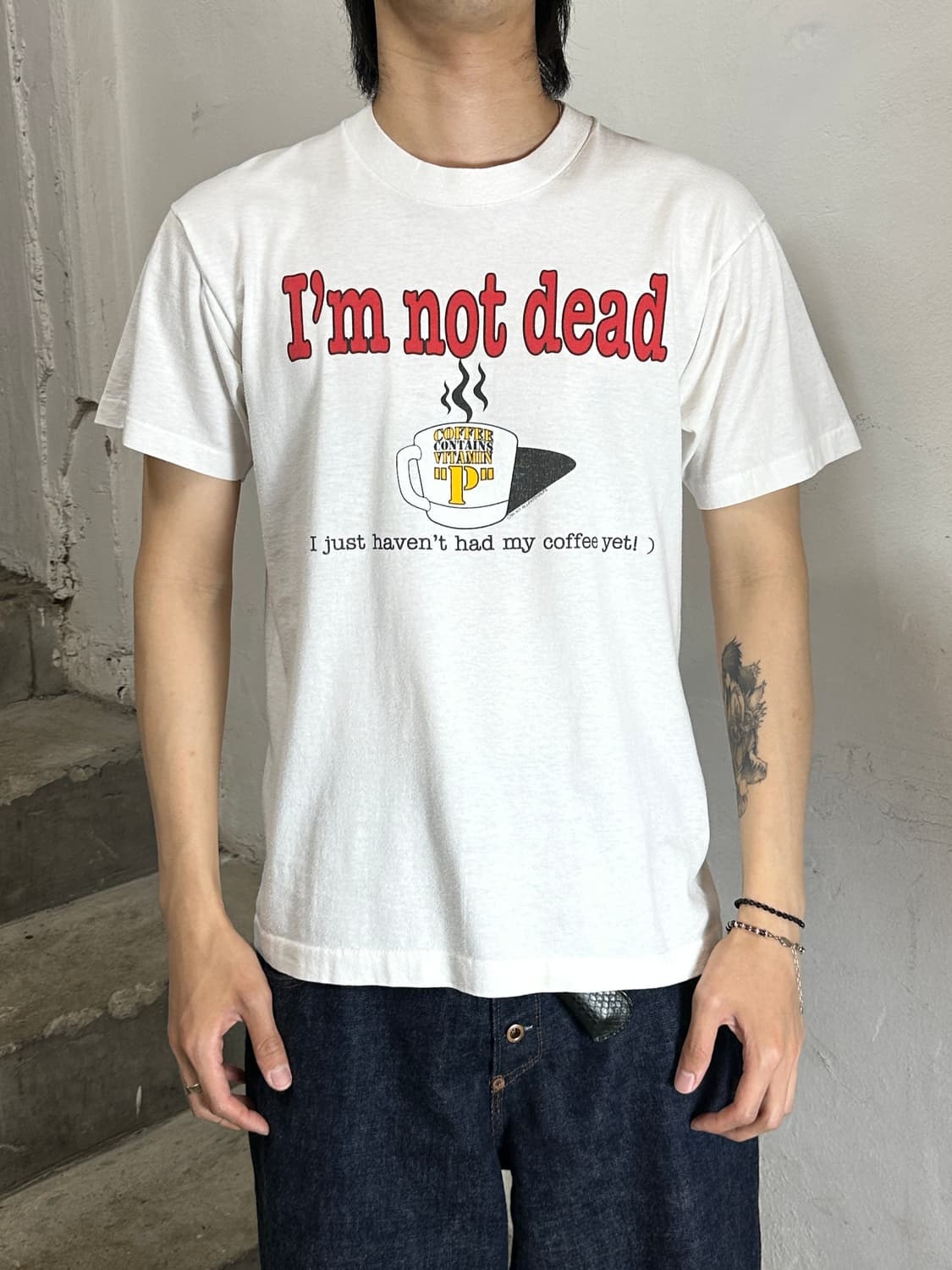 90's 싱글 스티치 I’m Not Dead ☕️ 빈티지 티셔츠 상품이미지1