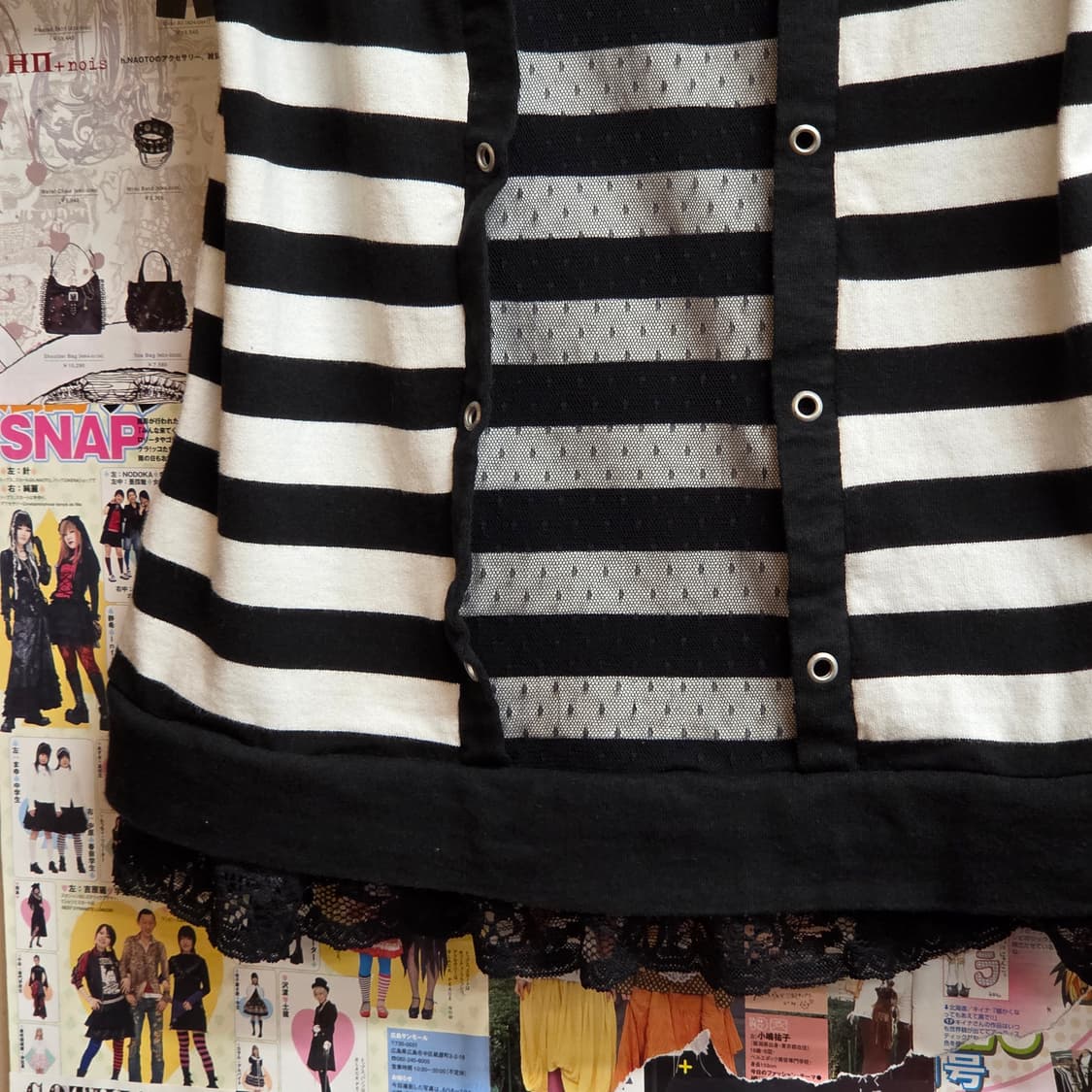 JPN 펑크 스트라이프 레이스 반팔 후드집업 상품이미지7