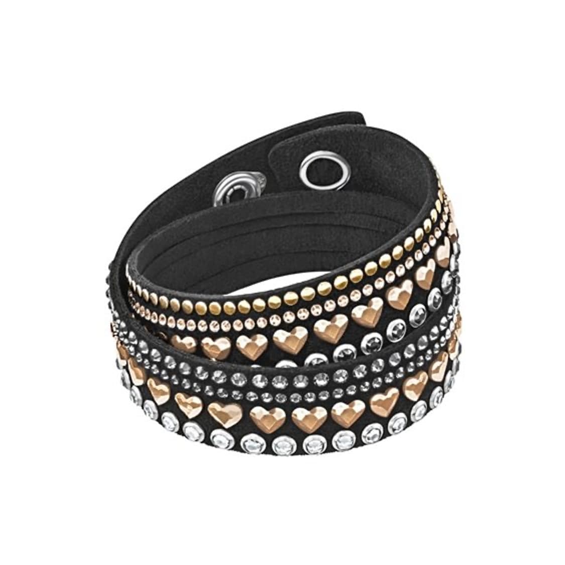 Swarovski 스와로브스키 슬레이크 하트 스터드 가죽 팔찌 블랙골드 상품이미지1
