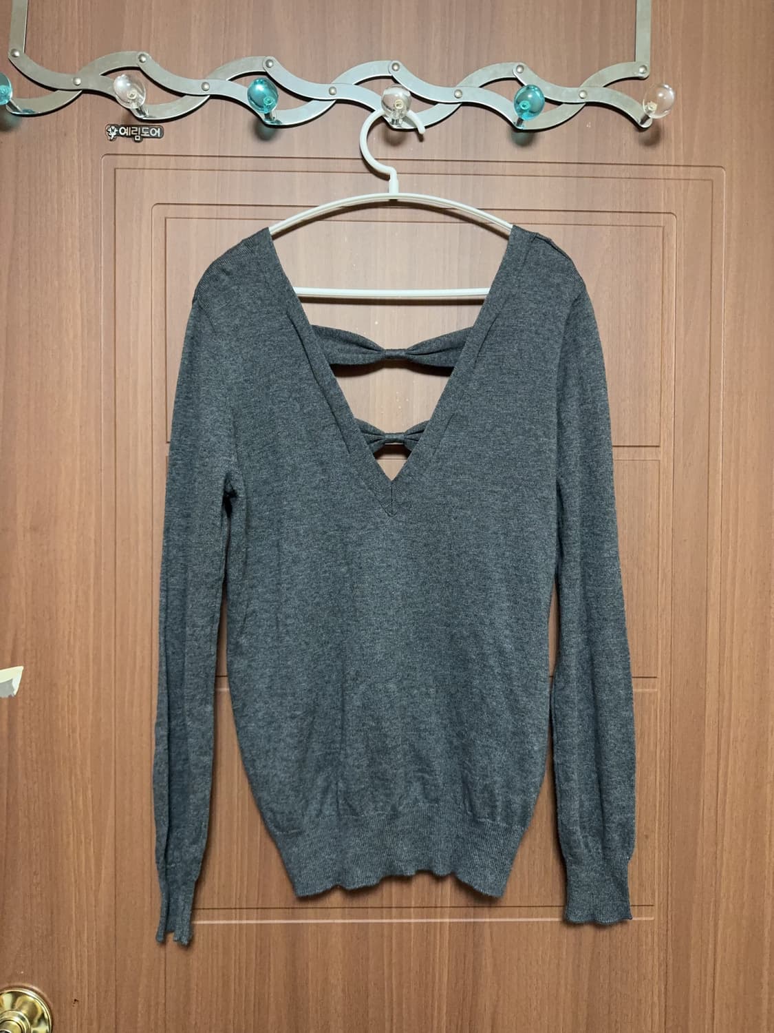 모리걸 하구미 일본 빈티지 니혼진 공겜여주 뒷리본 회색 그레이 가디건 상품이미지3