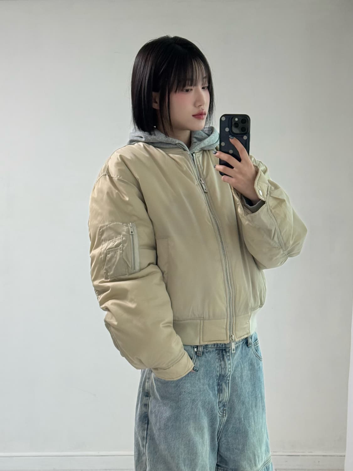 쿠어 베이지 봄버 자켓 상품이미지3