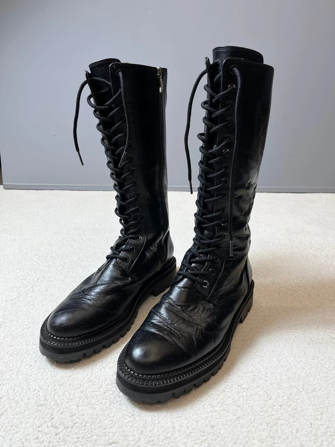 림림 Rim Rim 레이스업 하이 가죽 롱 부츠 A1792 상품이미지2