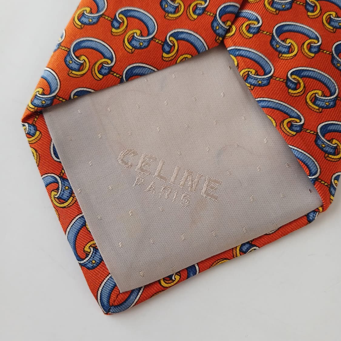 셀린느 실크 오렌지 팔찌 모티브 넥타이 9.5cm A+등급 A19482
 상품이미지10