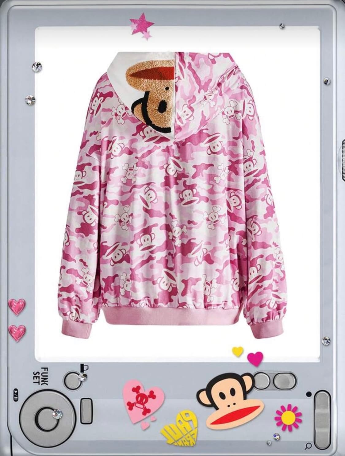 폴프랭크 롬위 콜라보 y2k 서브컬쳐 스트리트 카모 후드집업 팬츠 세트 상품이미지1