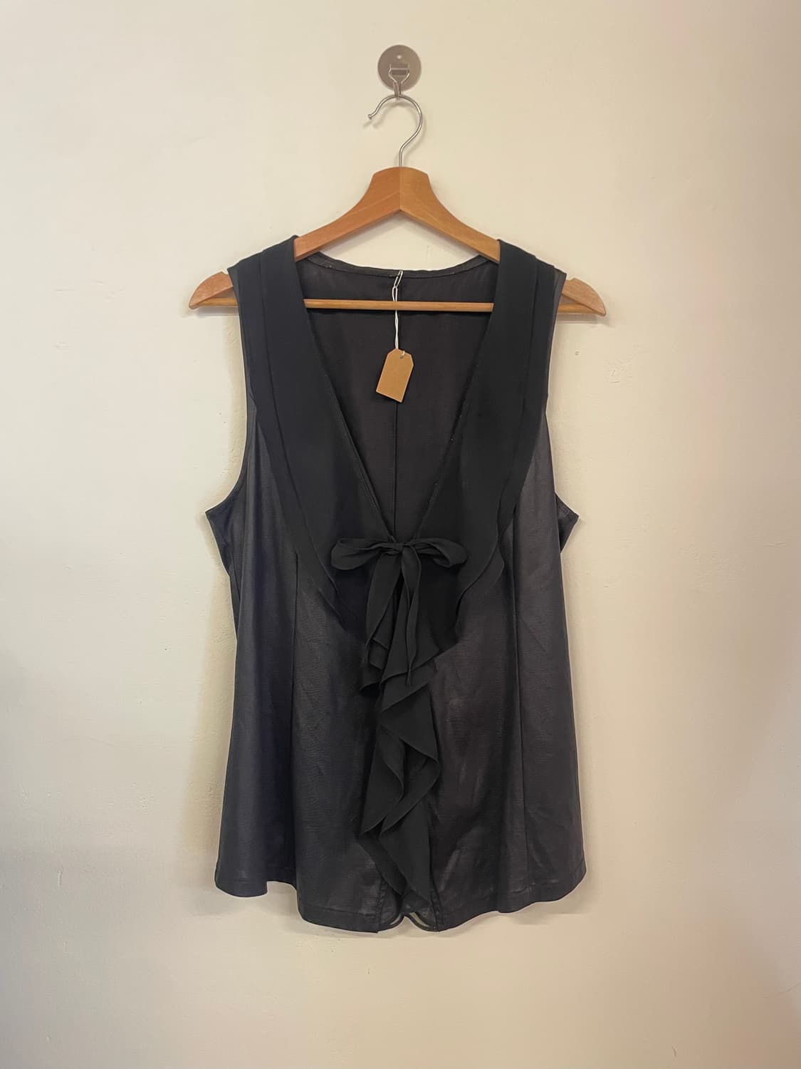 Sheer ruffle tie sleeveless 상품이미지1