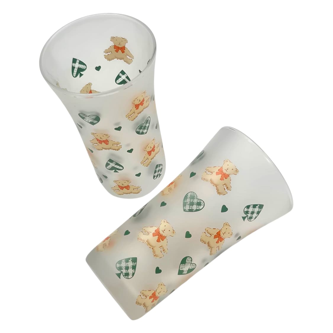 90s 불투명 스페이드 하트 테디베어 롱 글라스 1p 상품이미지2