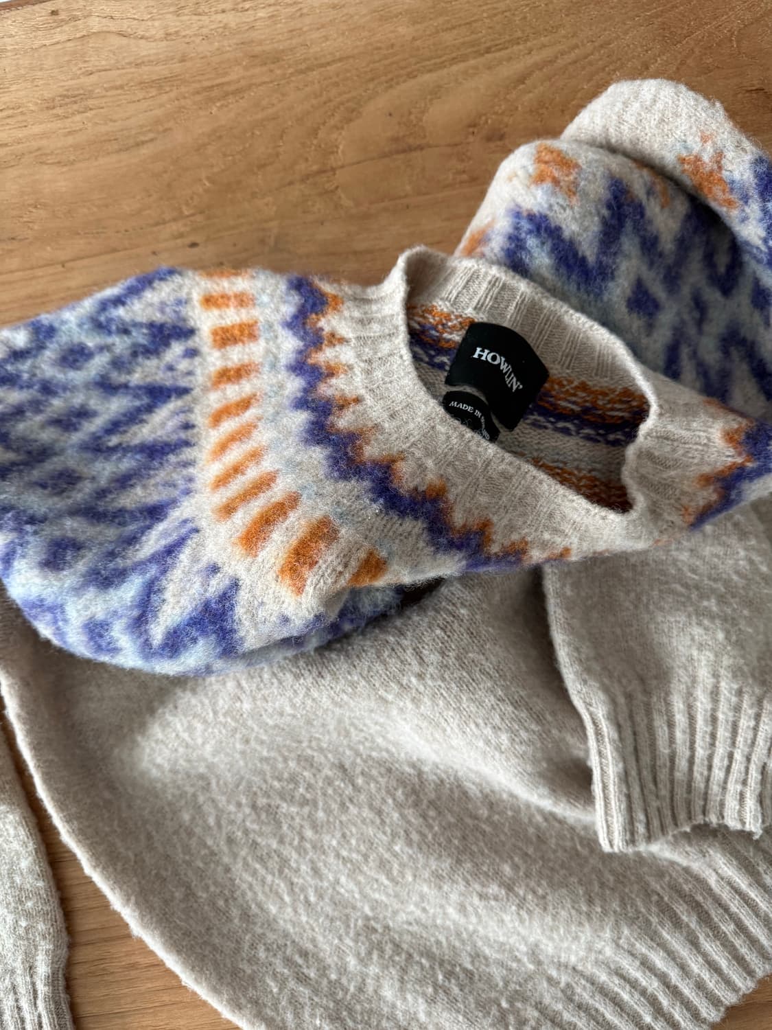 하울린 울 100% 오트밀 패턴 니트 상품이미지5