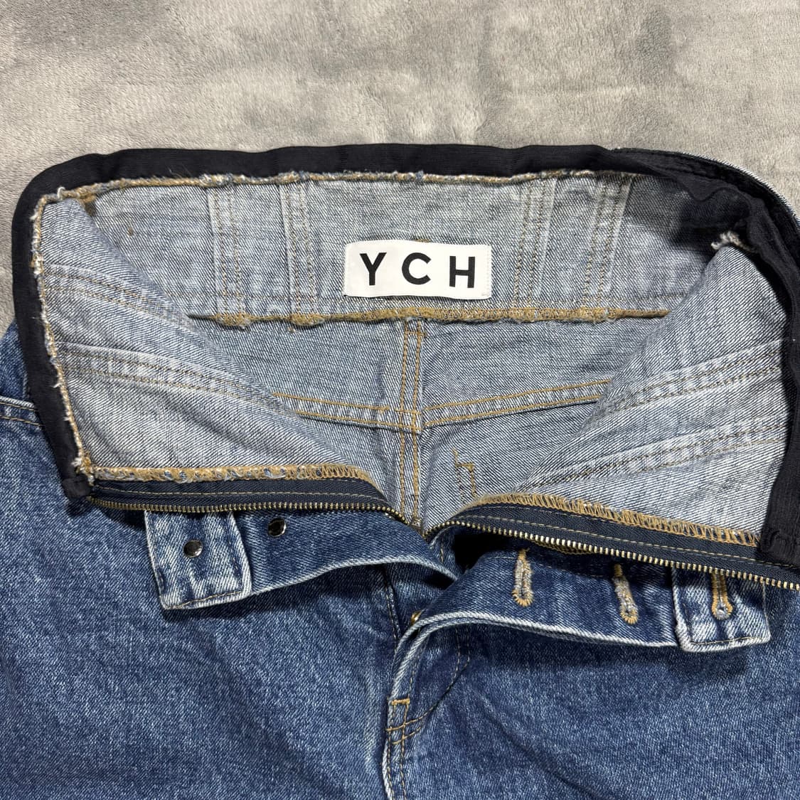 YCH 레이어드 세깅 와이드 데님팬츠 m 상품이미지10