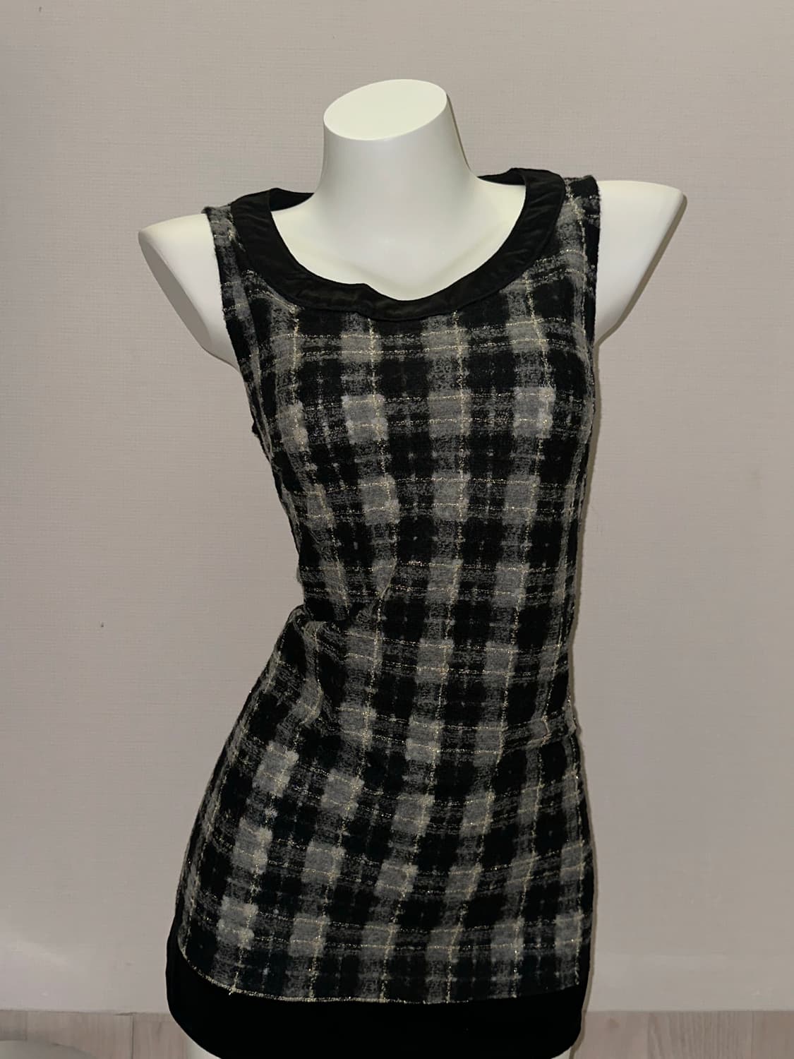 빈티지 트위드 슬리브리스 미니 원피스 상품이미지5