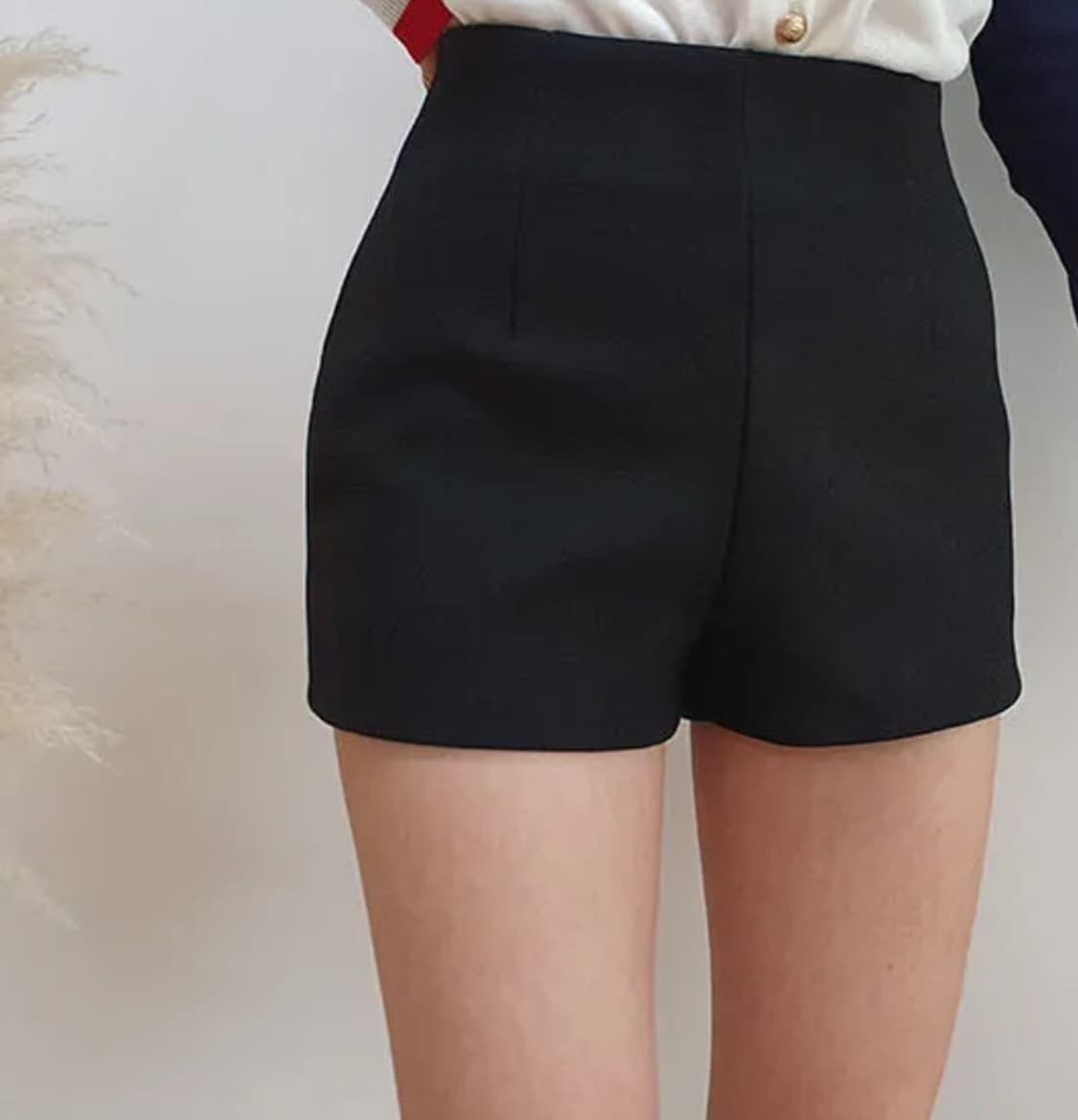 울 모직 숏팬츠 반바지 블랙 상품이미지1
