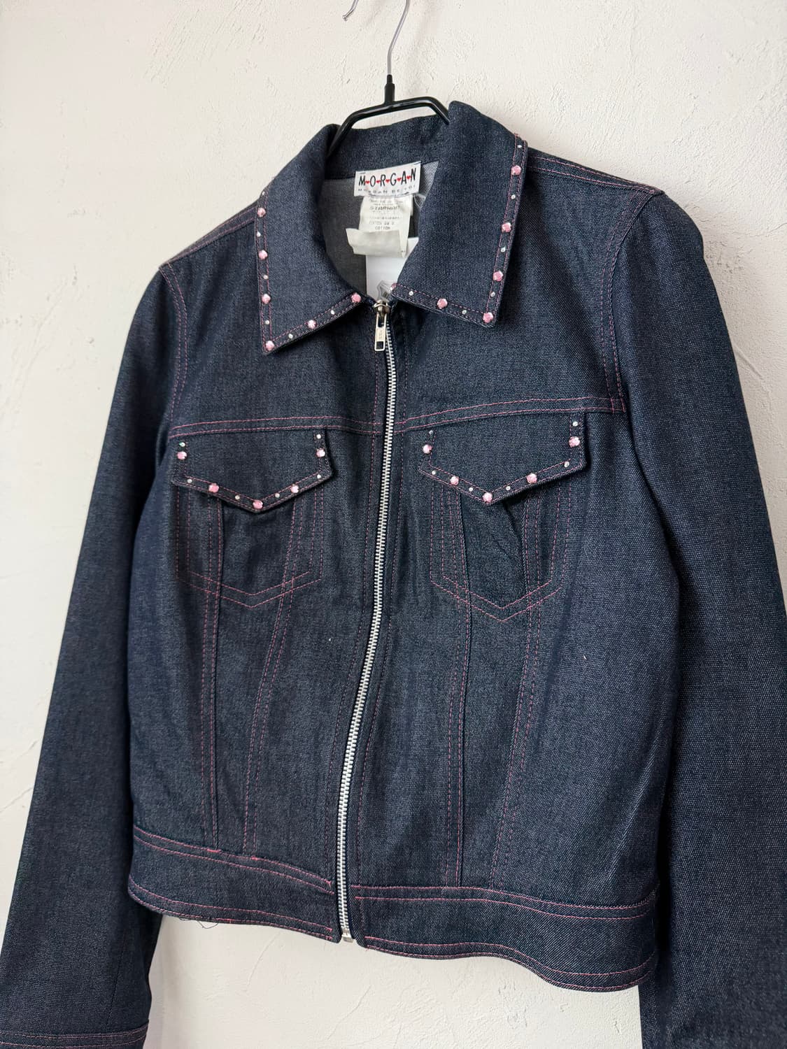 90s 모르간 핑크 스터드 데님 자켓 상품이미지2
