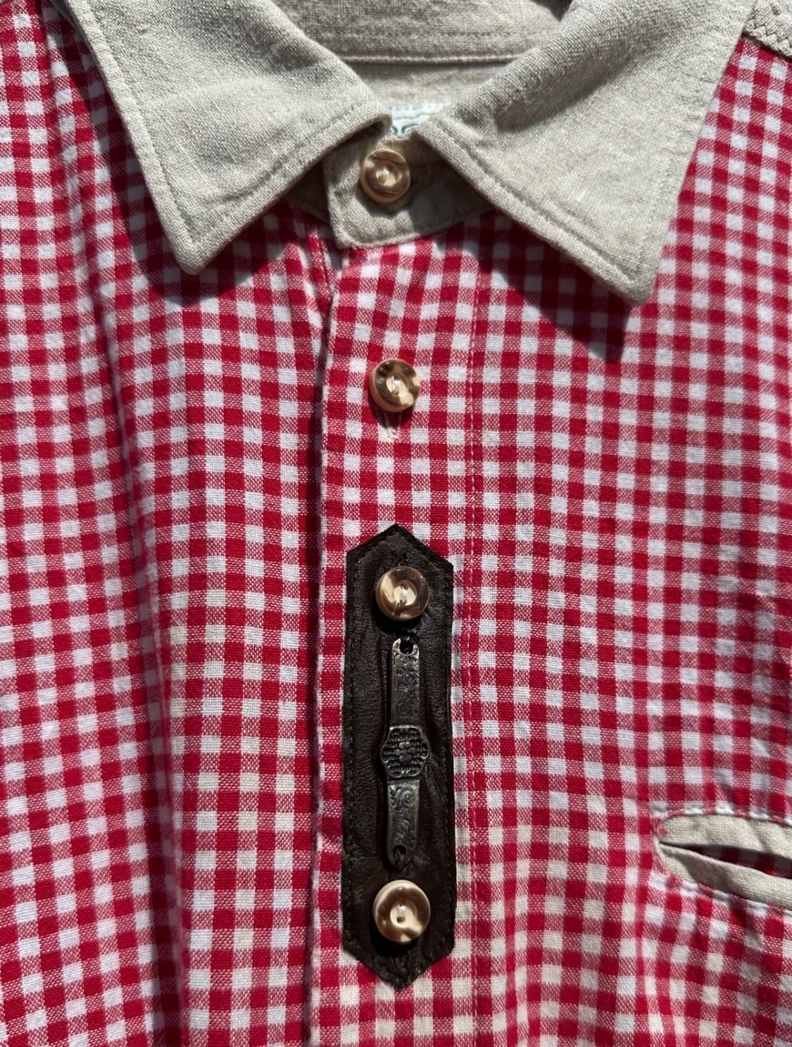 트라흐텐 레드 깅엄 체크 셔츠 상품이미지3