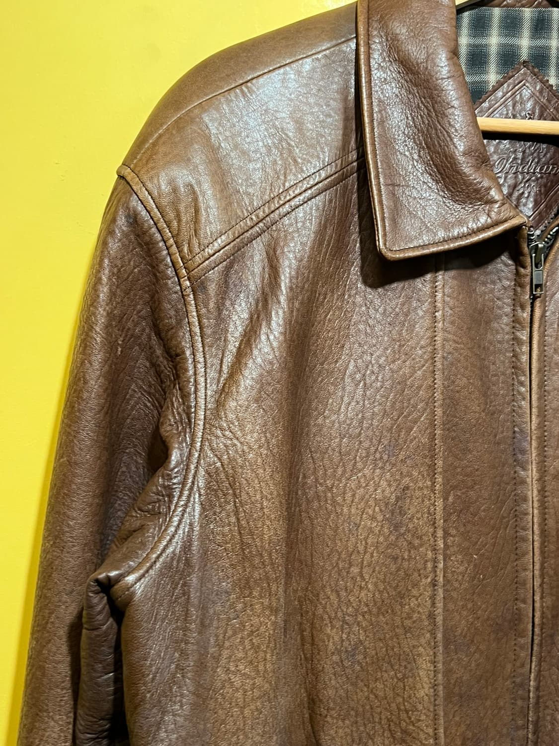 90s [100] INDIAN 빈티지 천연 가죽 블루종 자켓 상품이미지3