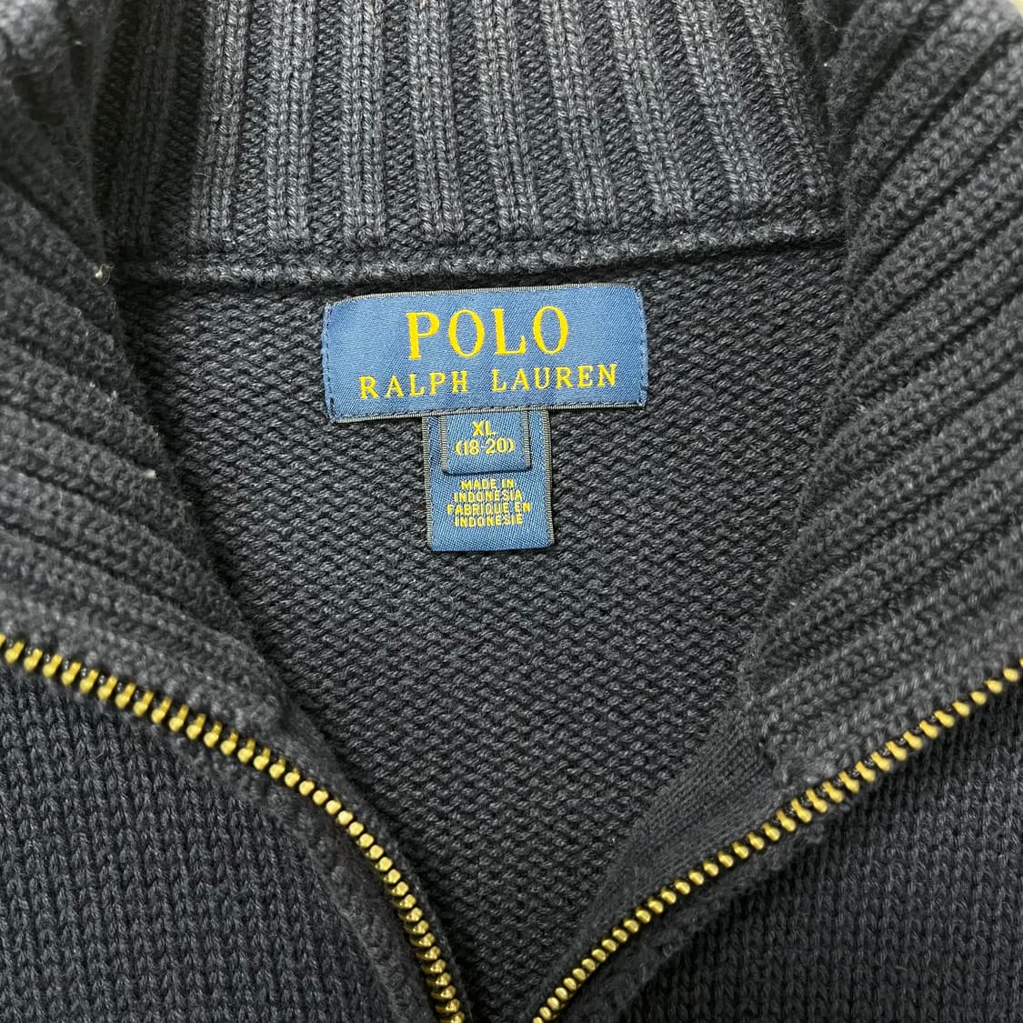 95 폴로 랄프로렌 네이비 코튼 반집업 니트 상품이미지3