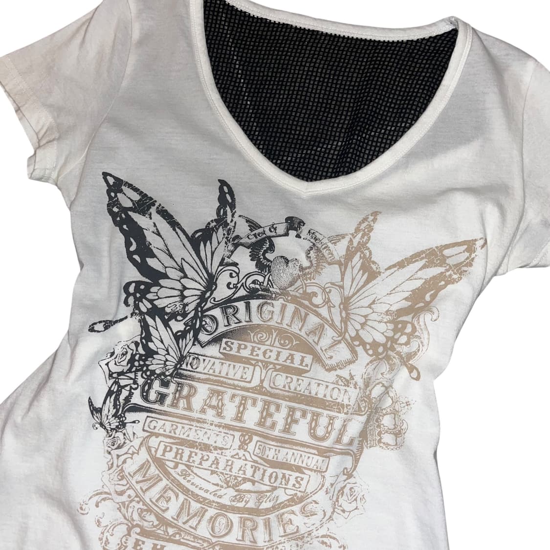 DURER 나비 프린팅 망사 반팔티 y2k펑크갸루 상품이미지2