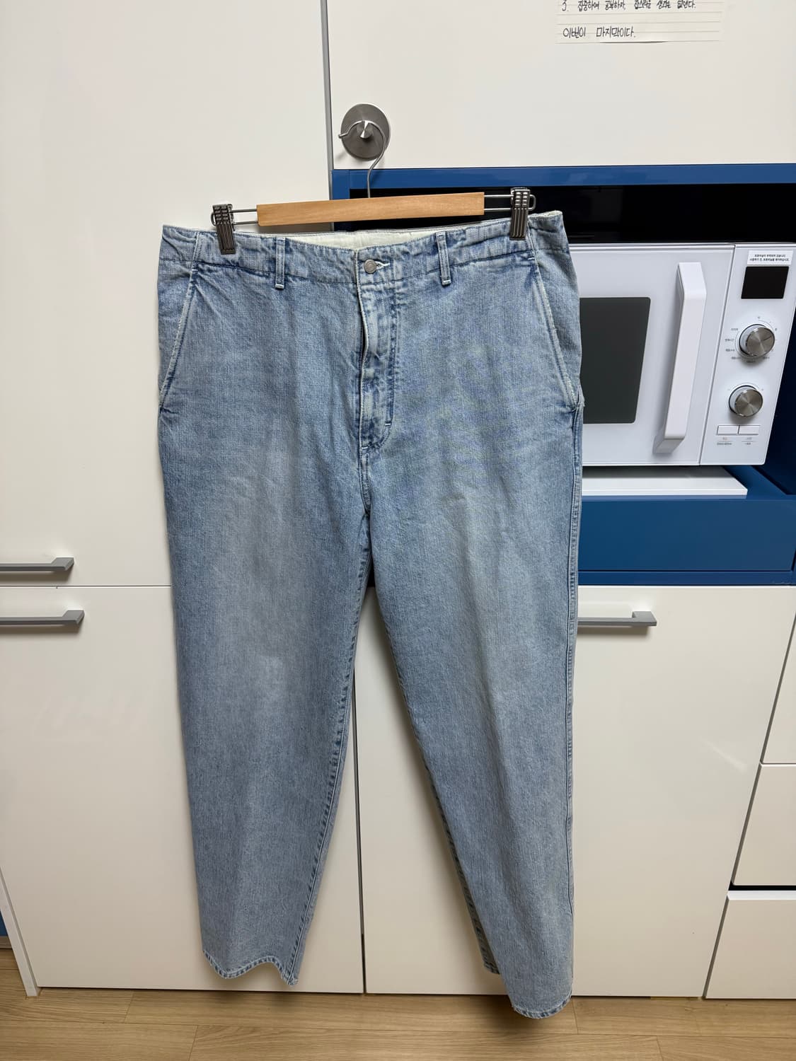 포터리 원 워시드 와이드 데님 4사이즈 라이트블루 상품이미지2