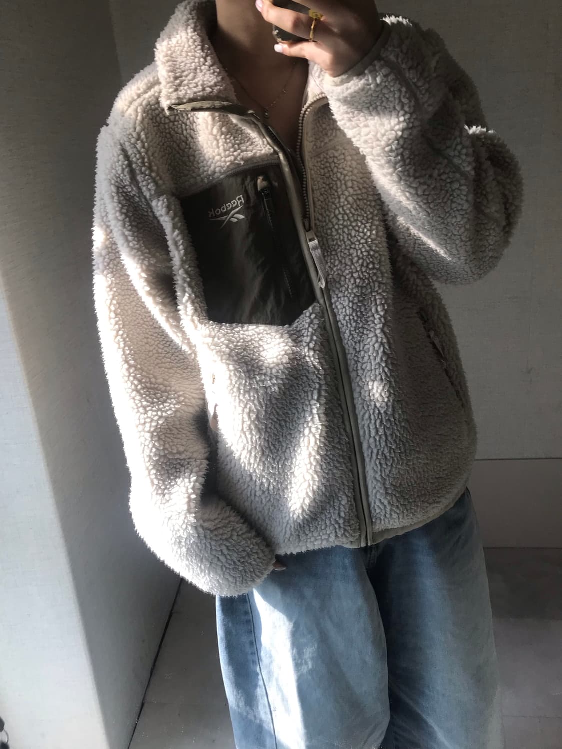 리복 아이보리 카키 후리스 상품이미지5