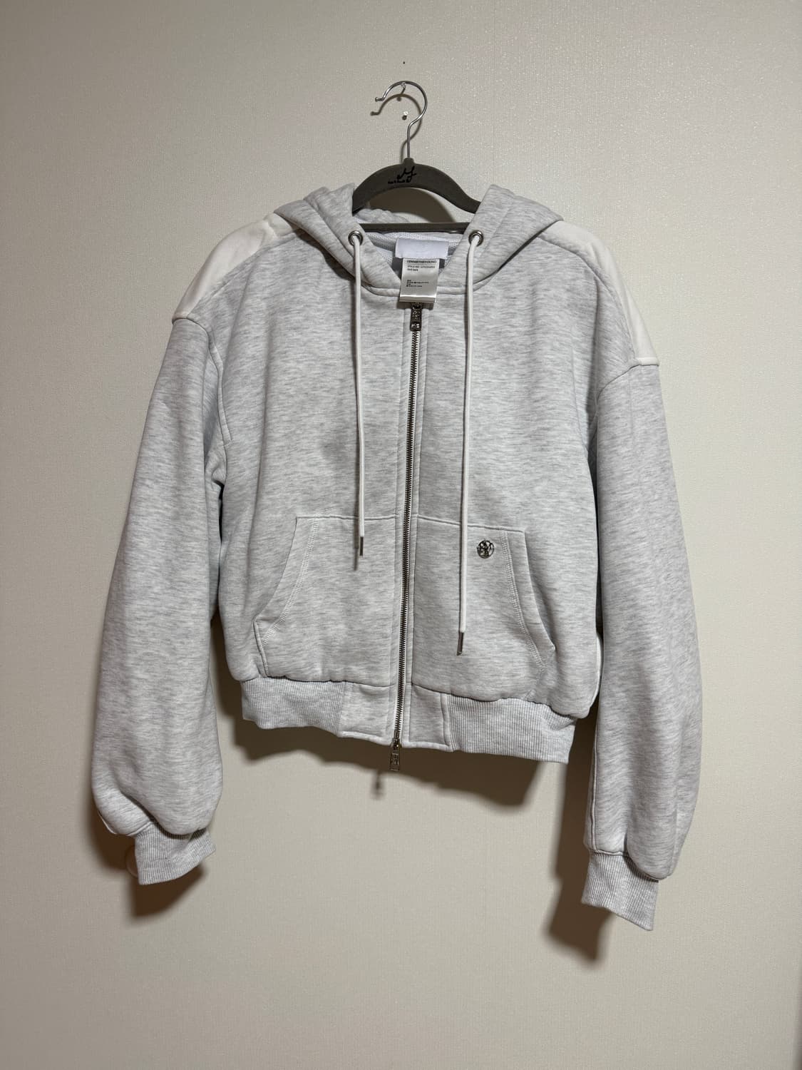 김미더영 백 셔링 후드집업 라이트 그레이 상품이미지5