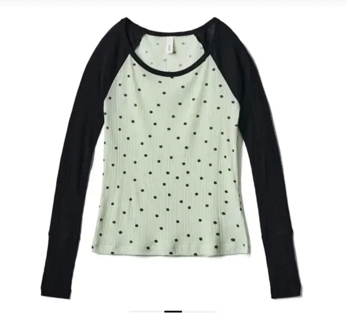 포에브 시어 폴카 도트 래글런 탑 상품이미지2