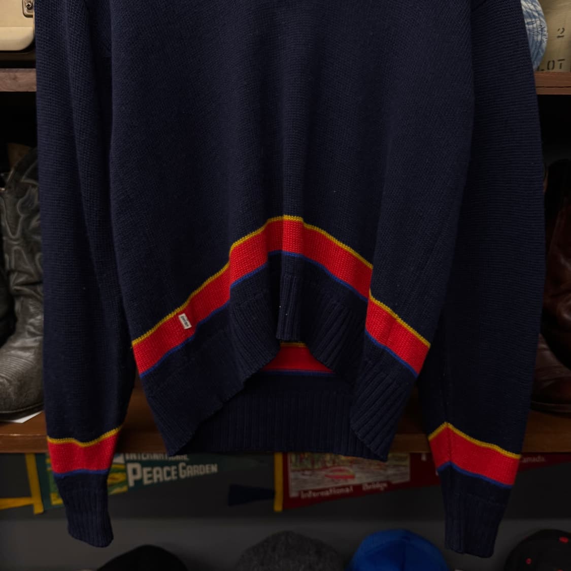 90s 리바이스 금장 로고 화이트 탭 프레피 크리켓 니트 클래식 N40 상품이미지4