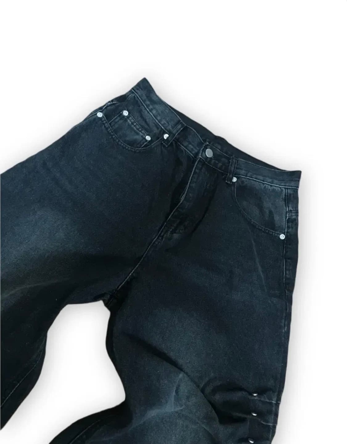 사이드 링클 흑청 데님 상품이미지3