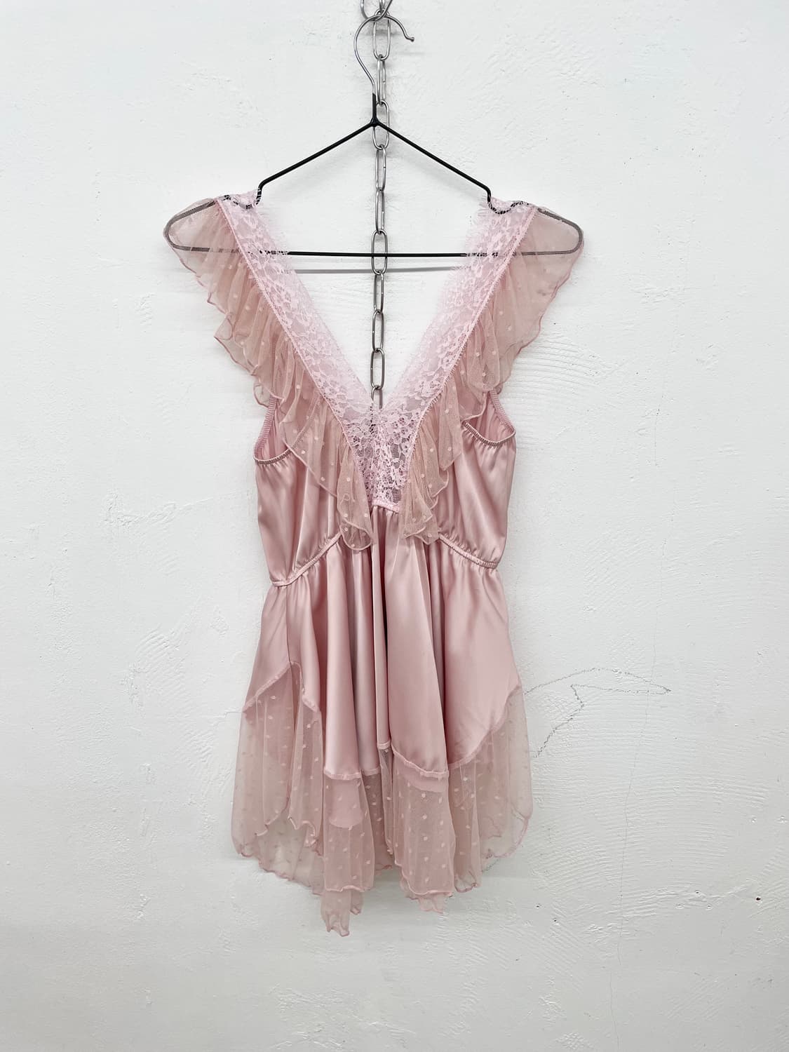 히메갸루 핑크 새틴 프릴 슬립 상품이미지6