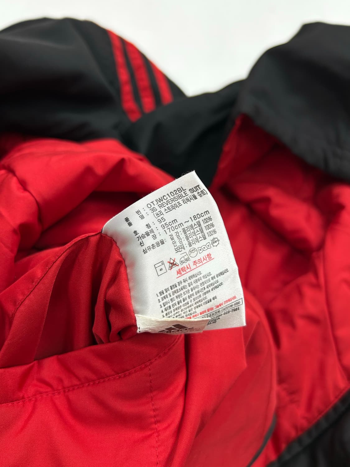 아디다스 블랙 레드 리버시블 빅로고 후디 점퍼 95 상품이미지10