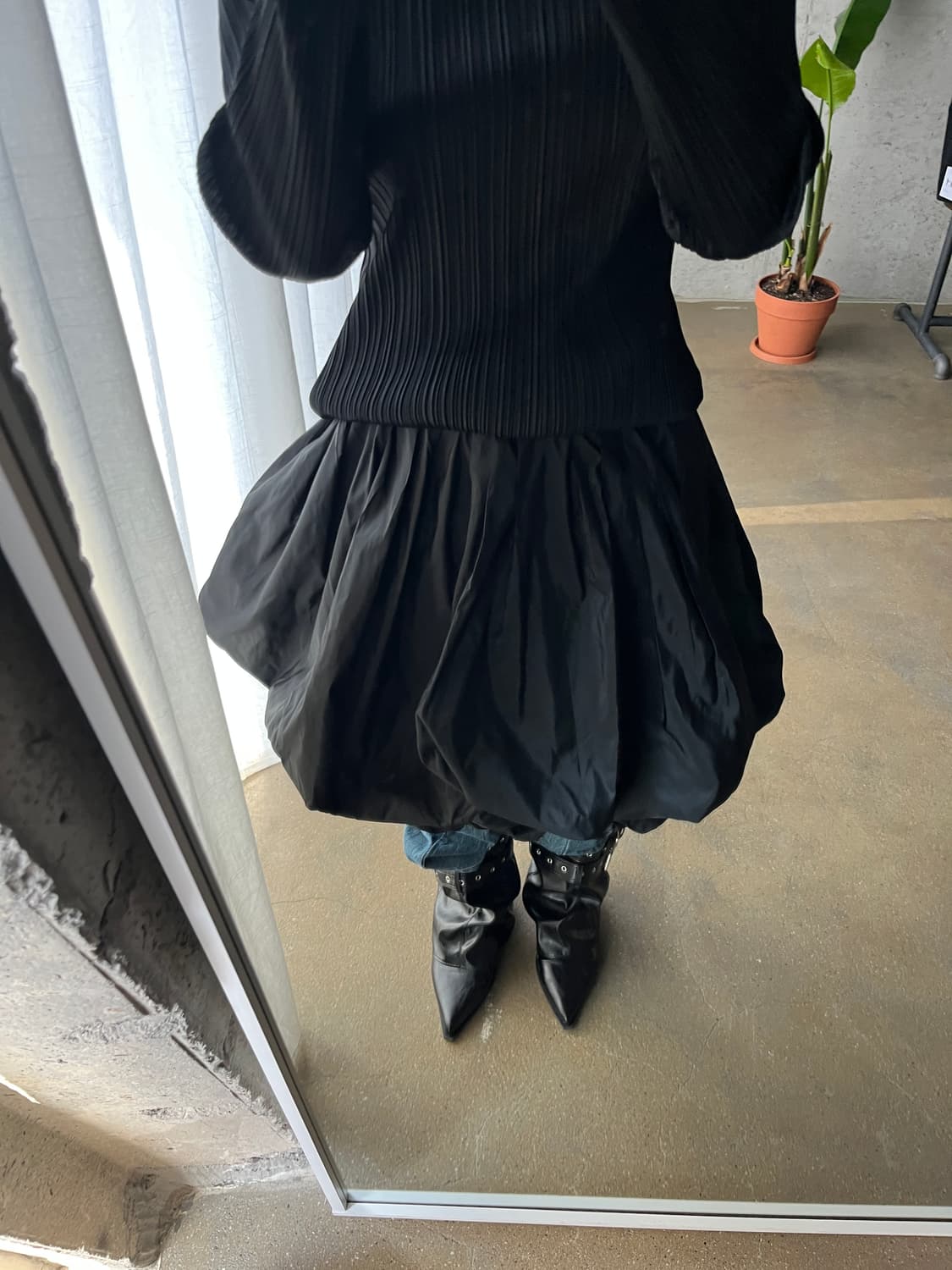 Rene 르네 더블 벌룬 스커트 블랙 상품이미지4