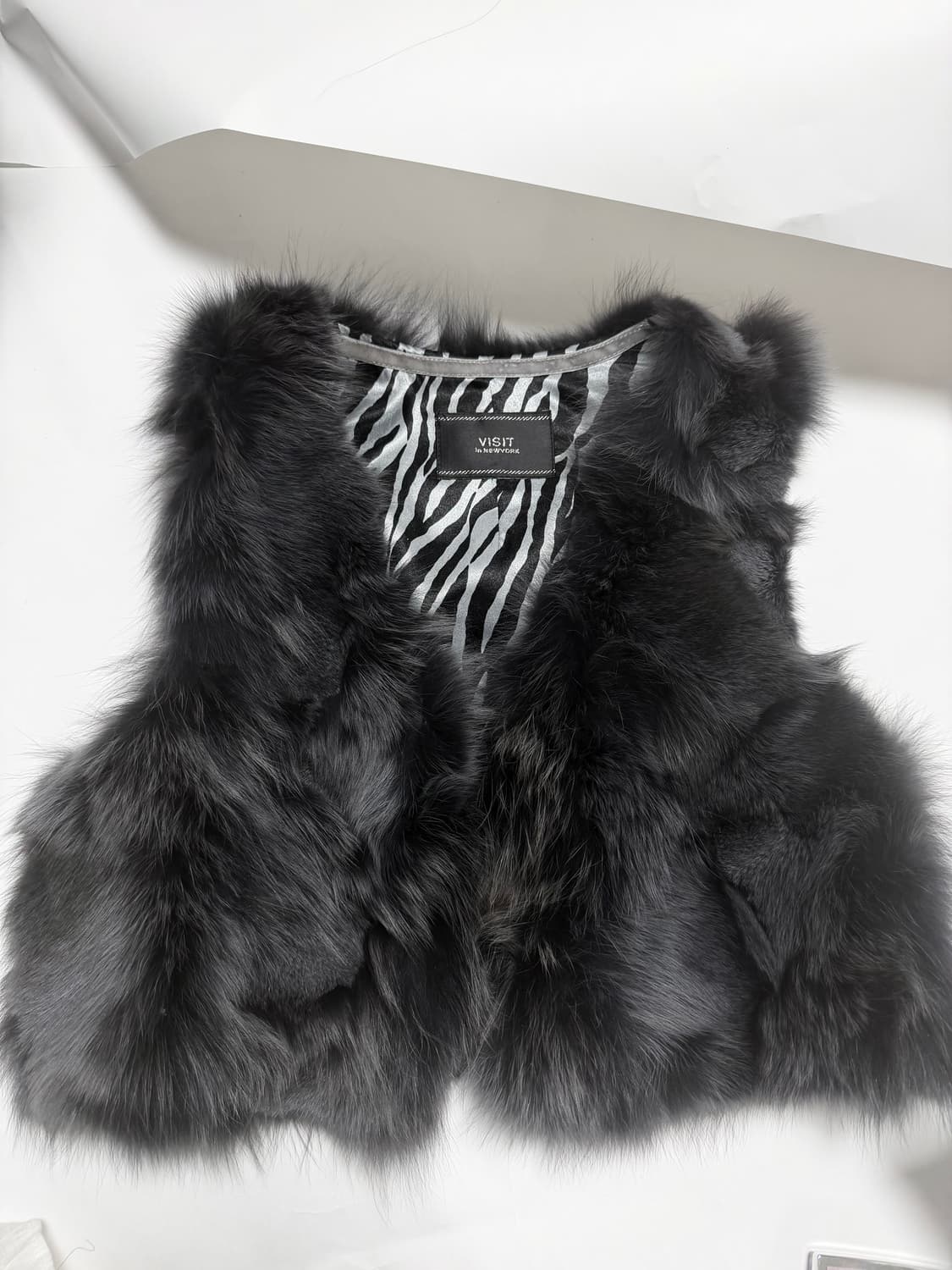 VISIT IN NEWYORK 폭스 모피 조끼 크롭 상품이미지1