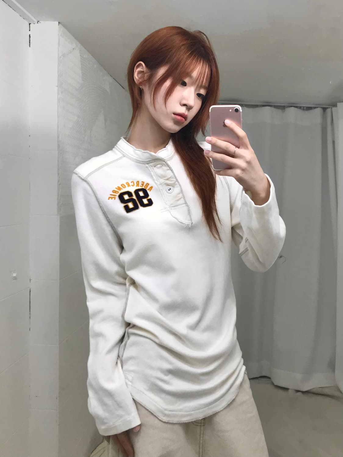 아베크롬비 화이트 스티치 헨리넥 롱슬리브 상품이미지1