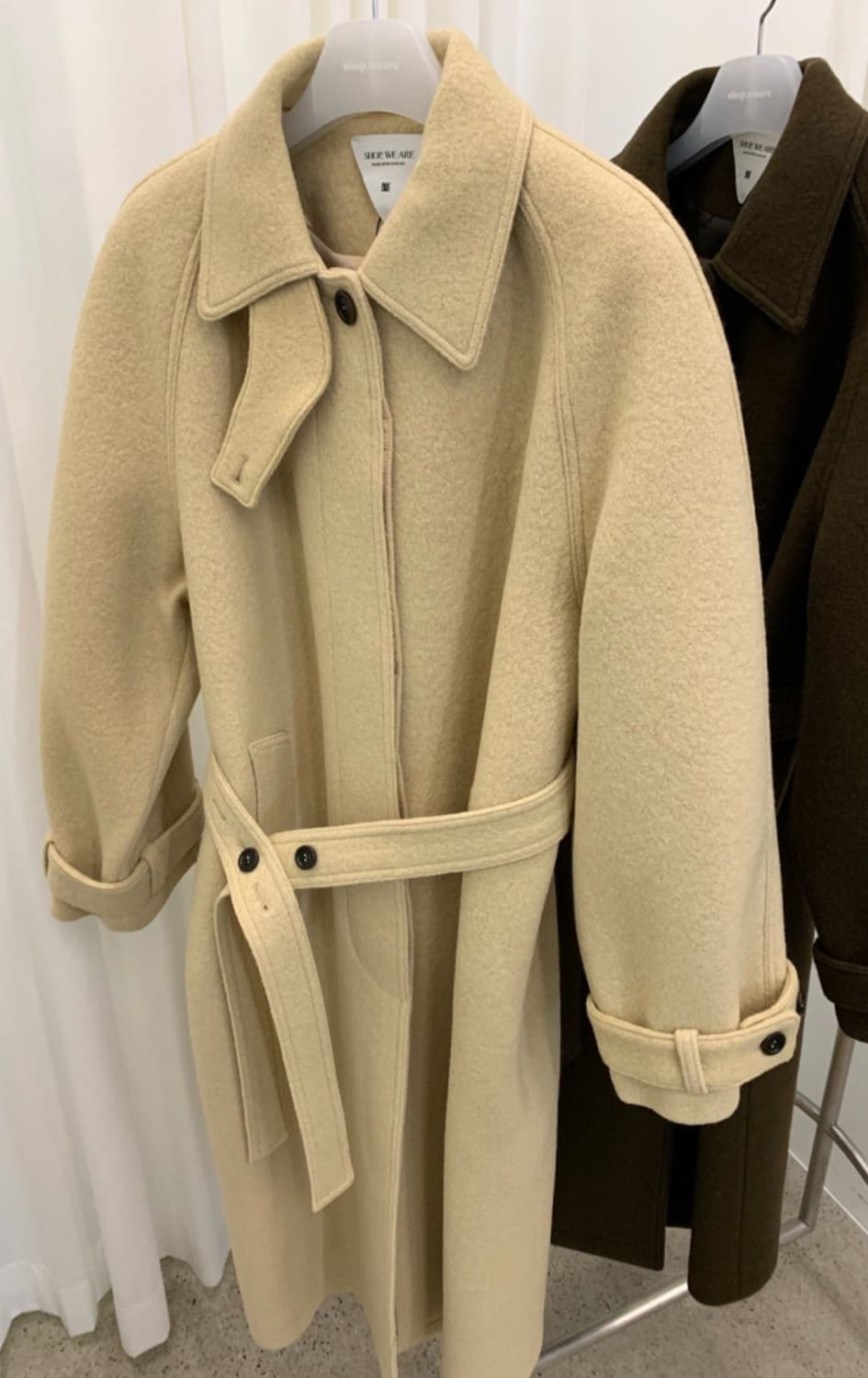 (새상품)위아 알파카 울 혼방 베이지코트 상품이미지4