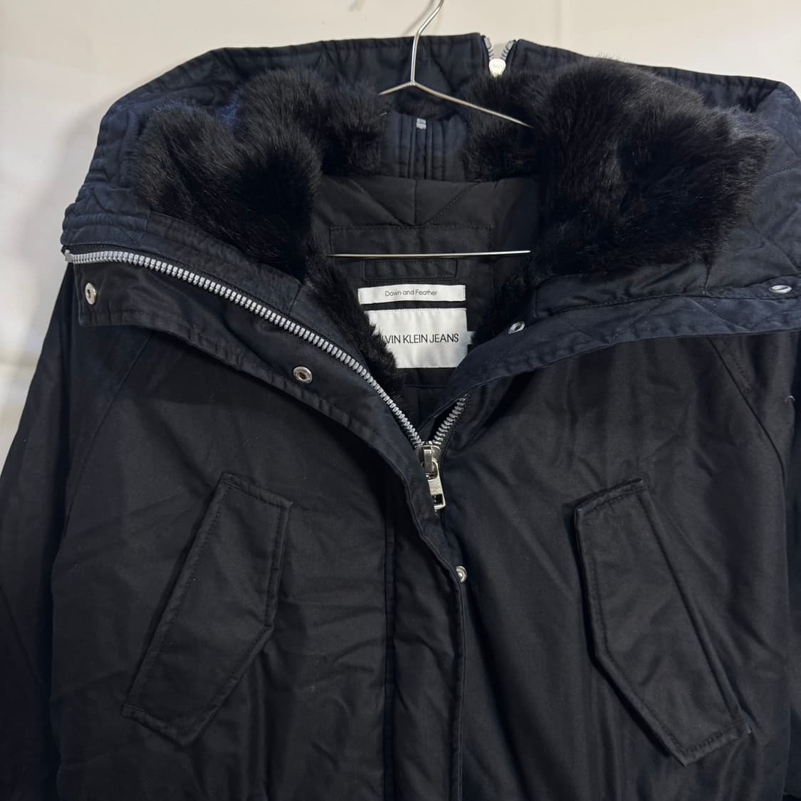 캘빈클라인 누빔안감 모피 롱패딩 점퍼 상품이미지2
