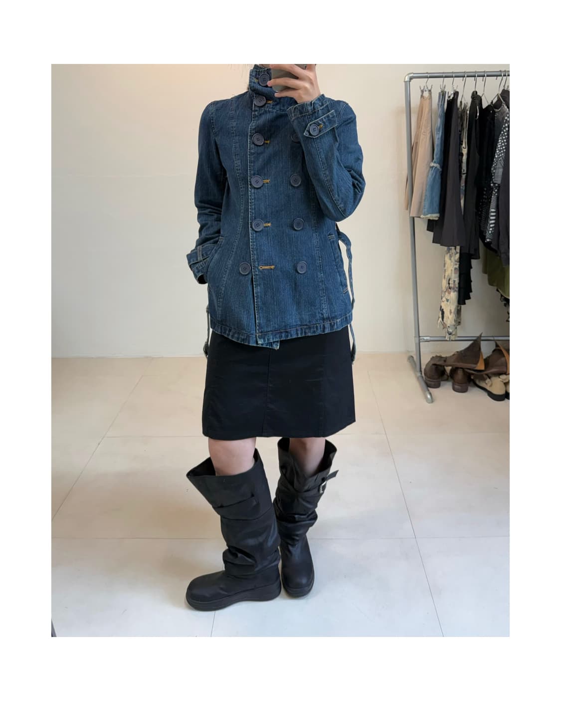 빈티지 하이넥 데님 자켓 상품이미지3