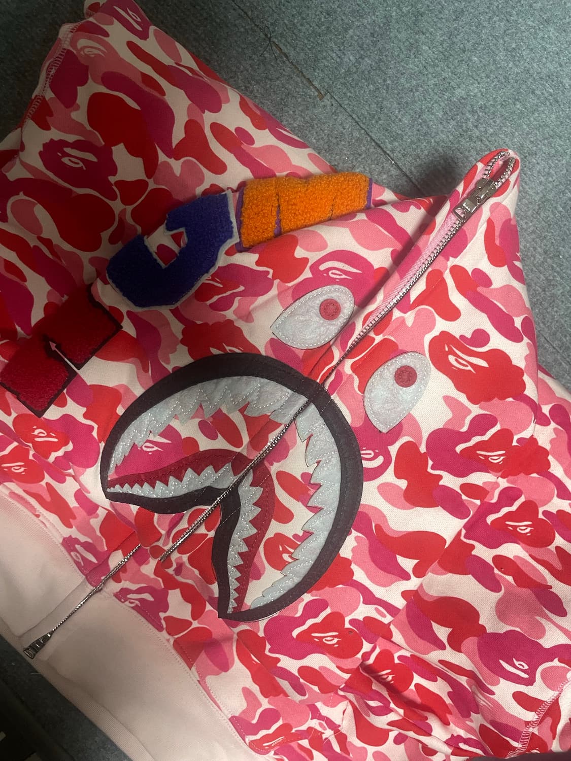 베이프 핑크 카모 후드집업 XL 상품이미지1