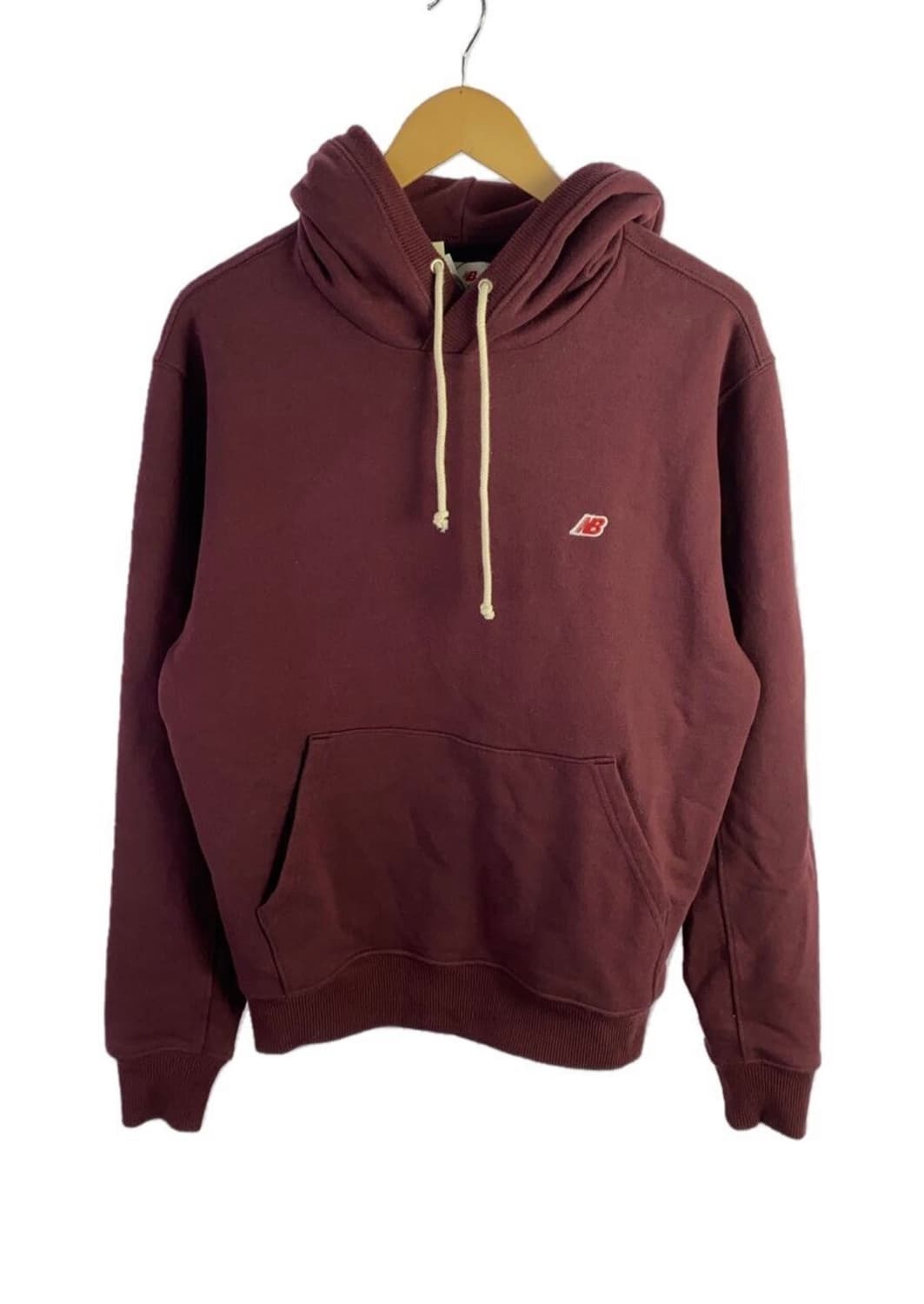 (정품/새상품) 뉴발란스 공용 버건디 NB 자수 로고 후드티 상품이미지4