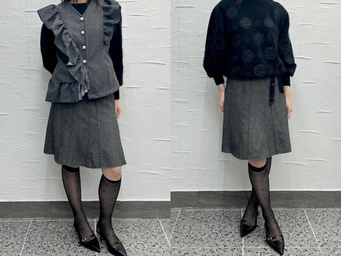 Ribbon wool midi skirt 상품이미지3