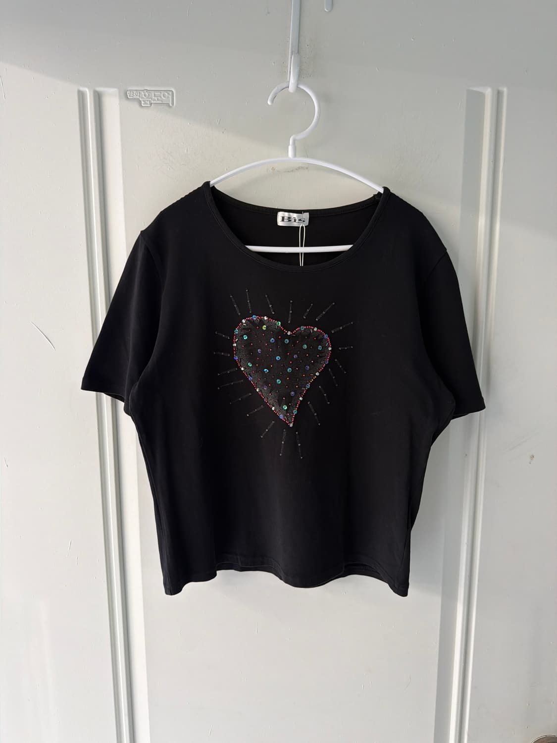 일본빈티지 비즈 하트 반팔티 상품이미지2