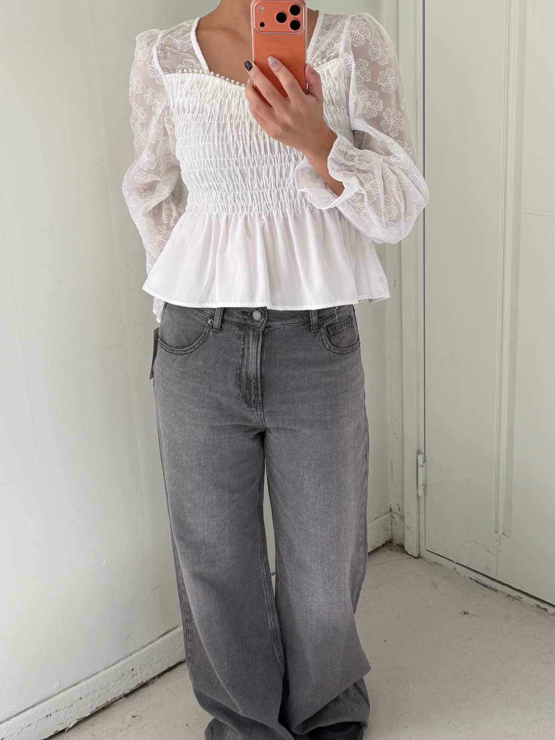 일본빈티지 그레이 데님 와이드팬츠  상품이미지3