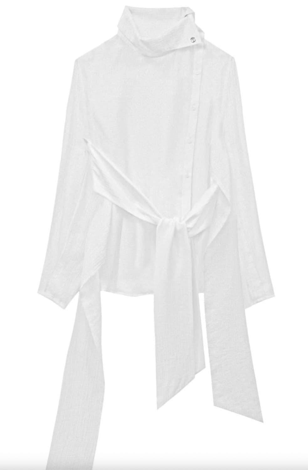 트리밍버드 쓰리웨이 하이넥 랩 블라우스 블랙 3-way High-neck 상품이미지2