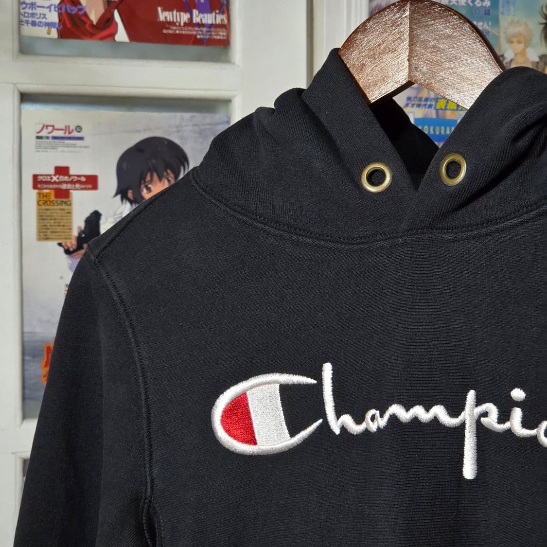 90'S 챔피온 리버스위브 블랙 후드티 상품이미지2