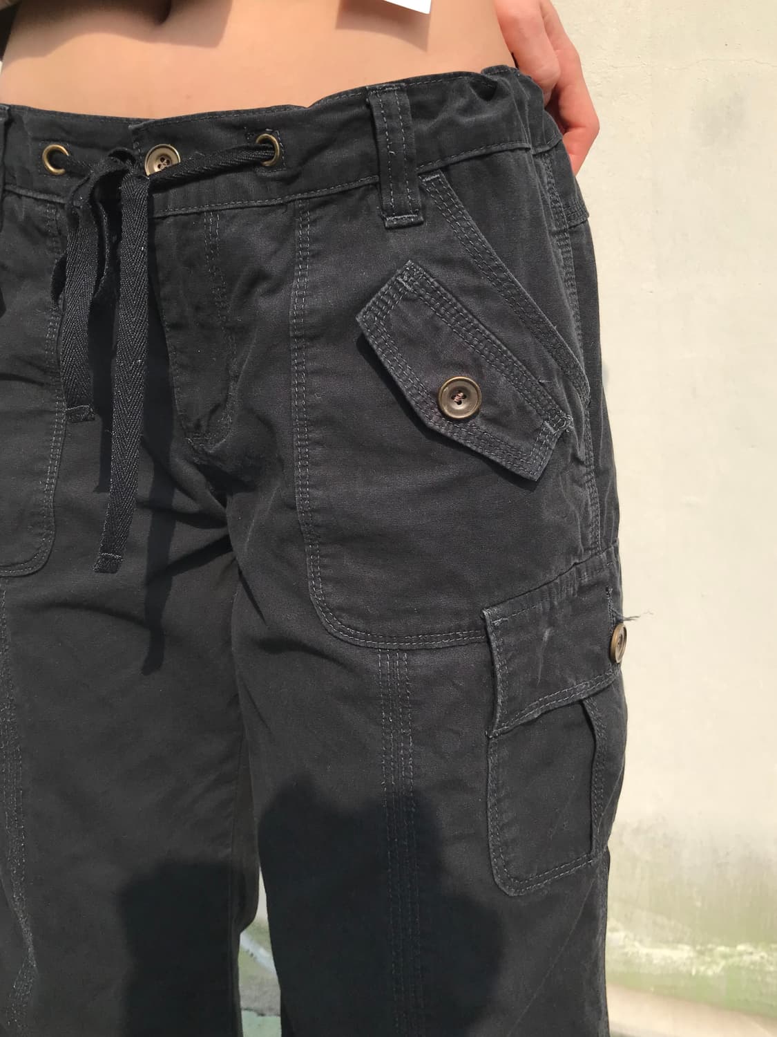 빈티지 블랙 로우라이즈 카고 팬츠 상품이미지2