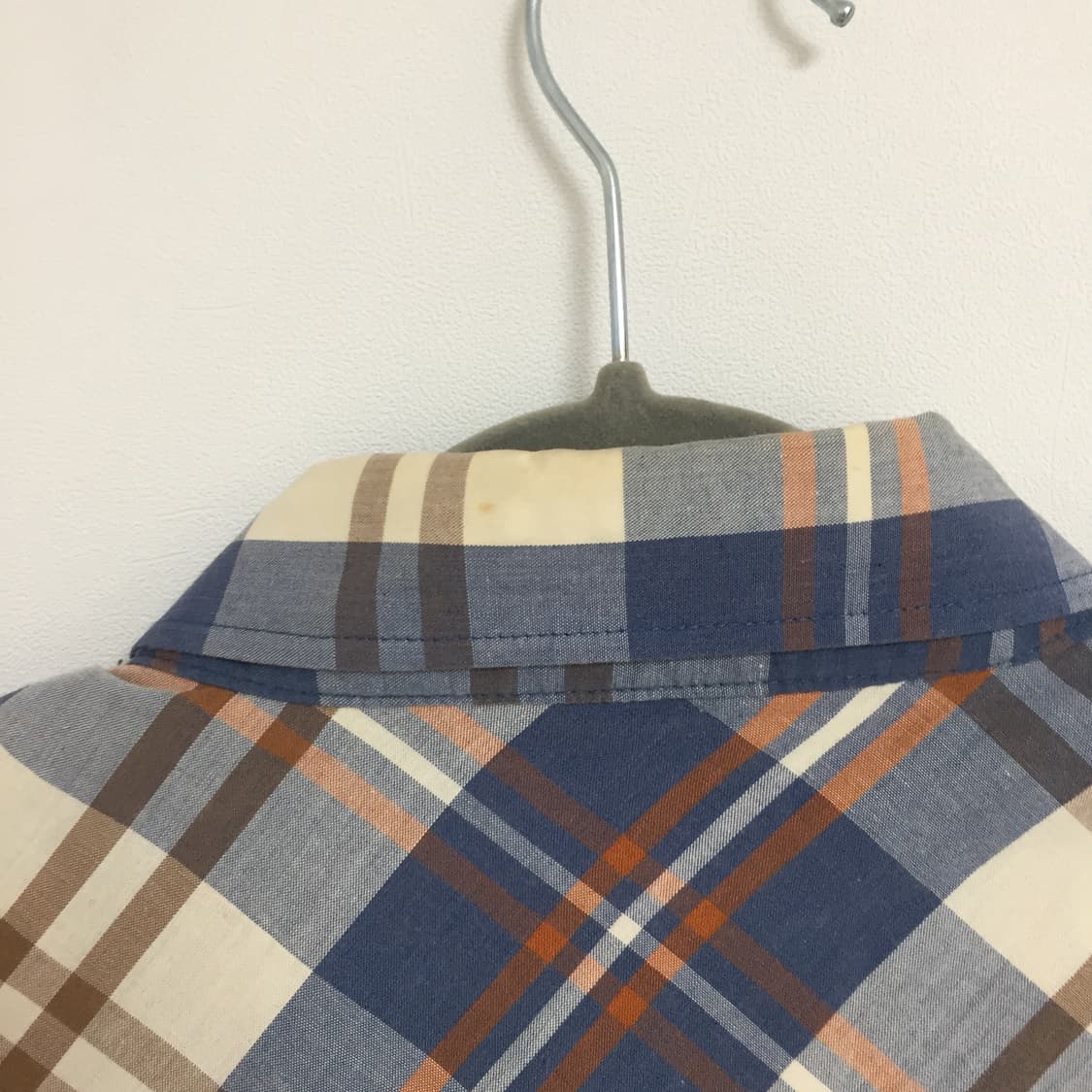 빈티지 블루 체크 셔츠 긴팔 너드 상품이미지5