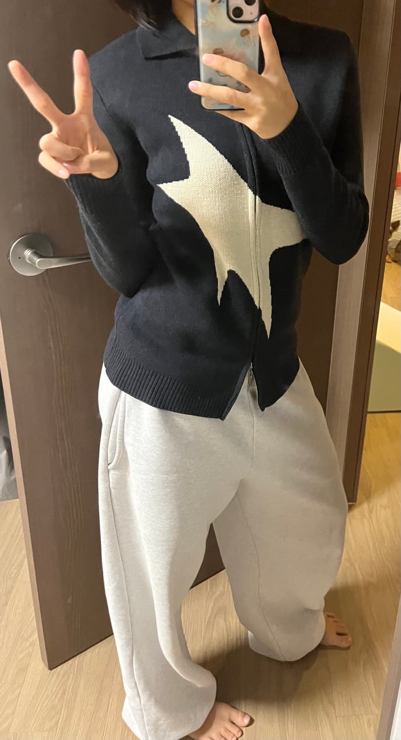 별 니트 집업 상품이미지3