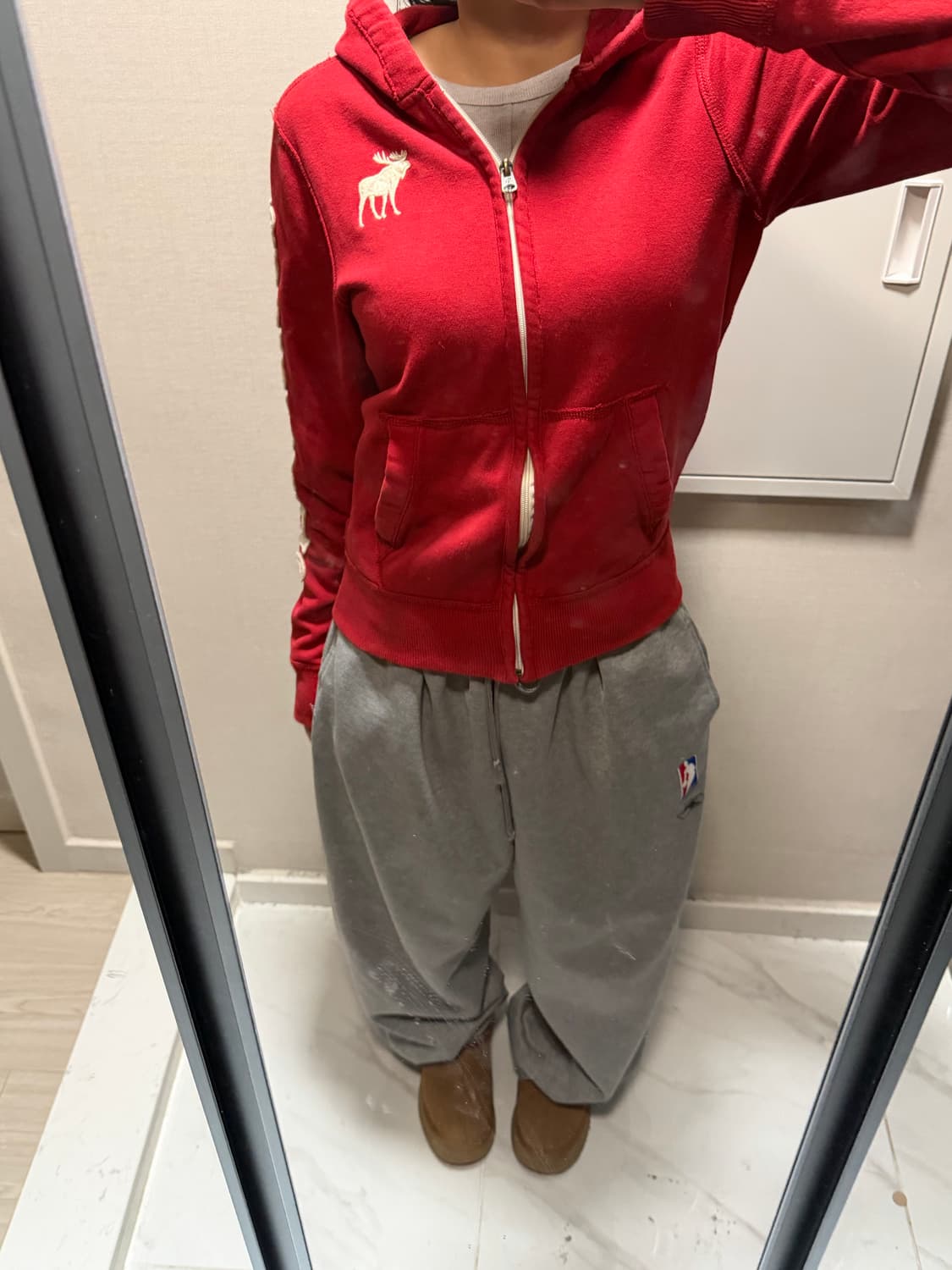 아베크롬비 레드 후드집업 키즈 xl 상품이미지1