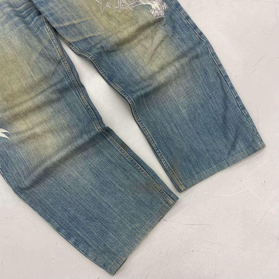 카라쿠리 타마시 백호 호랑이 자수 오리엔탈 와이드 데님팬츠 상품이미지3