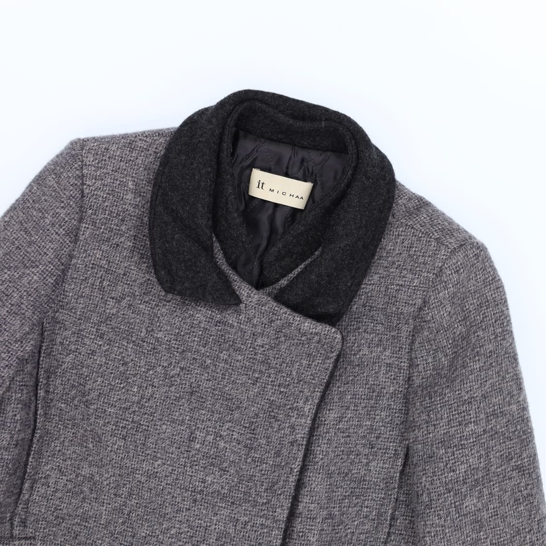 [88-94-165] 잇미샤 여성 울 혼방 싱글 코트 배색 3848 상품이미지4