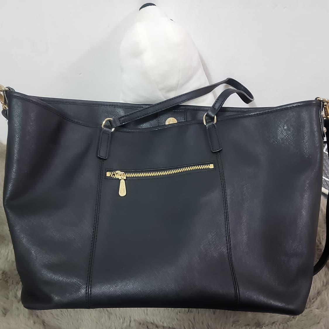 시슬리 금장 레인보우 숄더백 쇼퍼백 빅 크로스백 블랙 상품이미지5