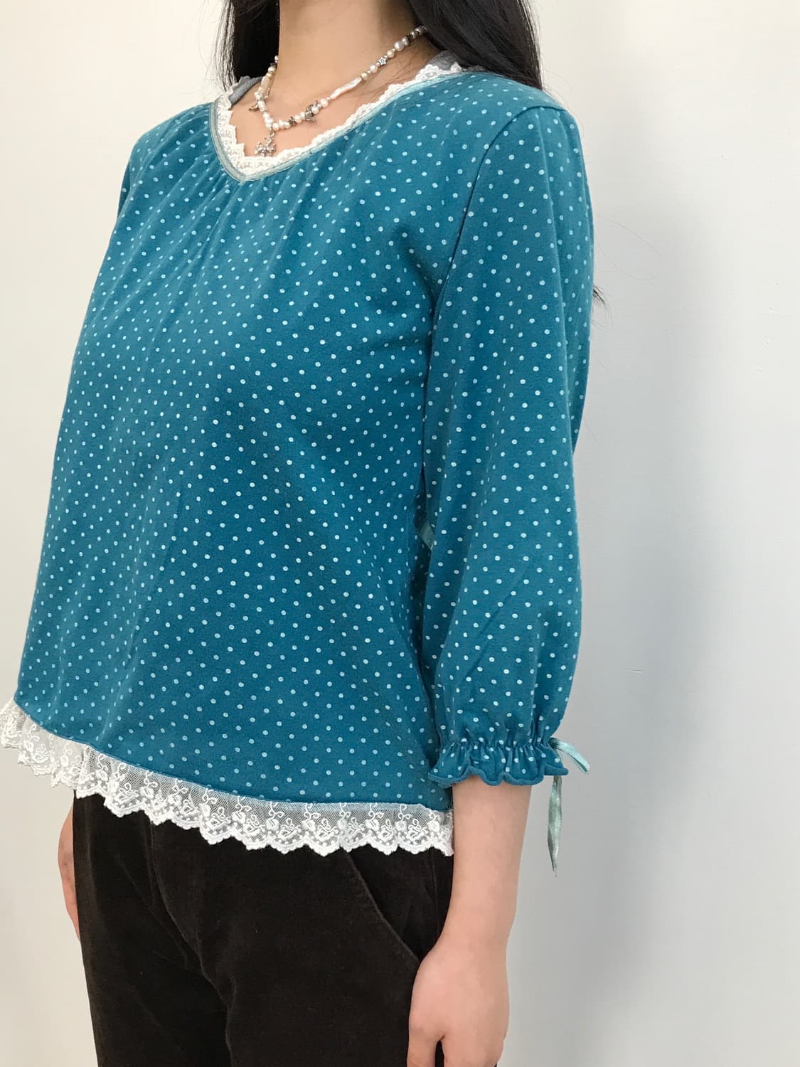 Livre Claire Cotton Dotted Blouses Top 상품이미지3